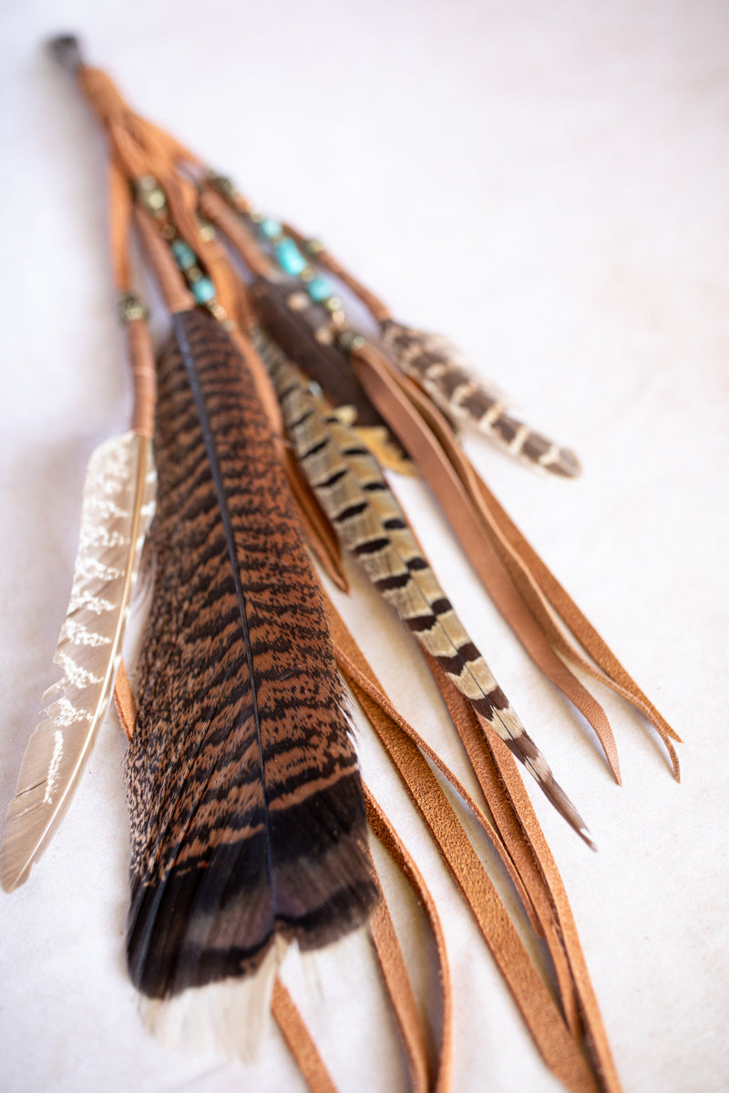 Feather Clip with Turquoise Beads