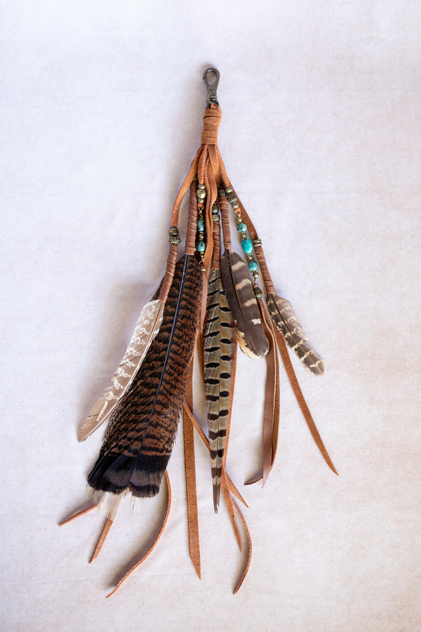 Feather Clip with Turquoise Beads