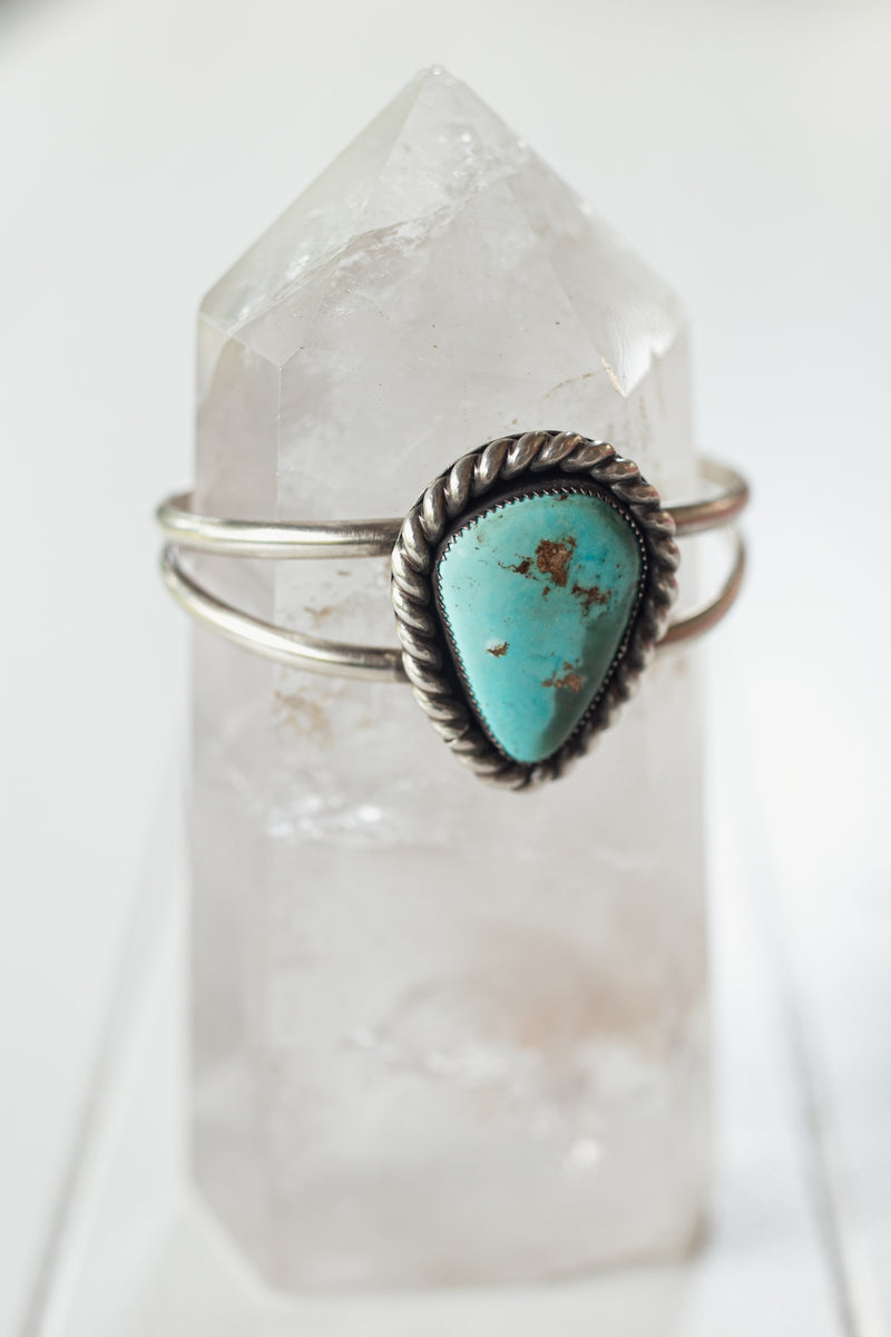 Vintage Silver Navajo Cuff with Turquoise