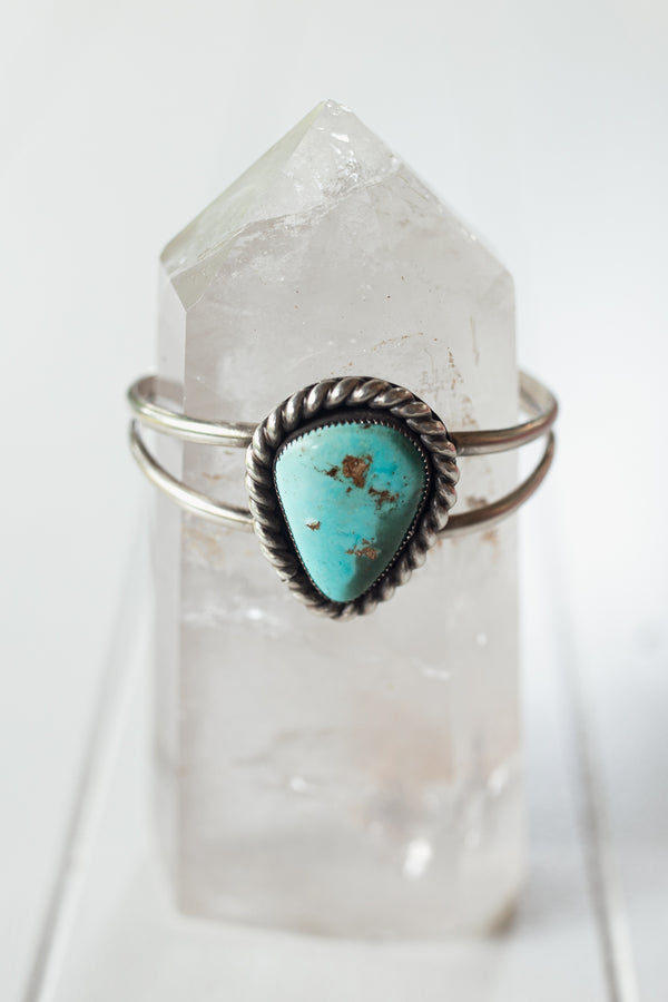 Vintage Silver Navajo Cuff with Turquoise