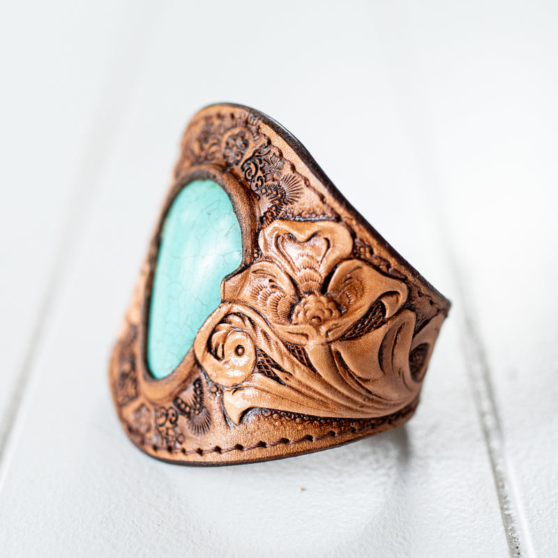 Western Floral Cuff with Turquoise