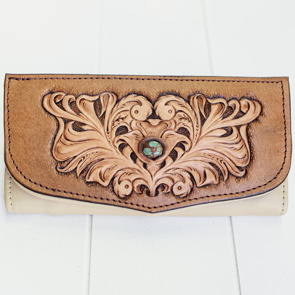 Western Swirl Wallet with Royston Turquoise