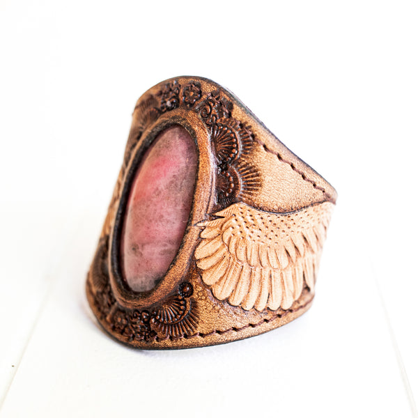 Guardian Wings Cuff with Pink Rhodonite